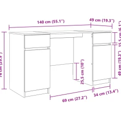 Escritorio Rhima 2 cajones y 2 puertas blanco 76x140x49 cm