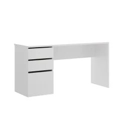 Escritorio Shiro 2 cajones con armario blanco 75x139x60 cm