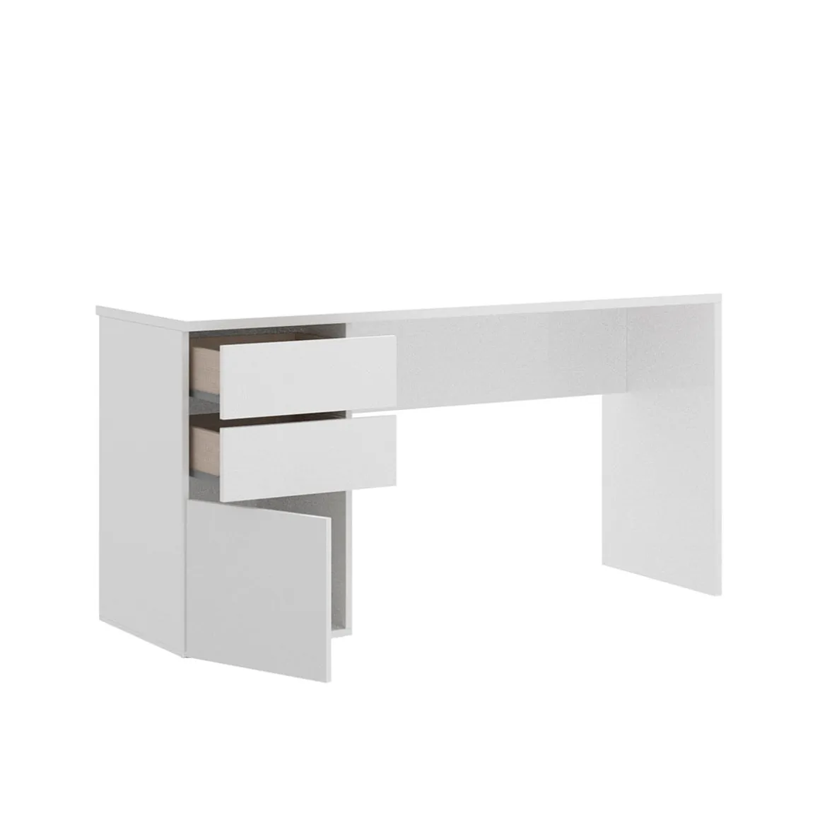 Escritorio Shiro 2 cajones con armario blanco 75x139x60 cm
