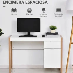 Escritorio Soby Homcom armario + cajón blanco 75,5x112,5x50 cm