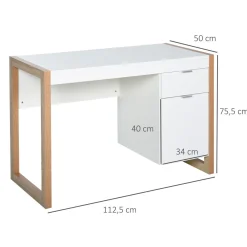 Escritorio Soby Homcom armario + cajón blanco 75,5x112,5x50 cm