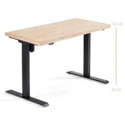 Escritorio Stand estructura elevable motorizada roble Nordish/negro 76-126x140x70 cm