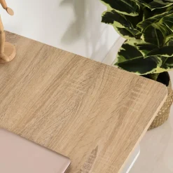Escritorio Tadeo Homcom 3 estantes laterales blanco/madera 74x100x55 cm