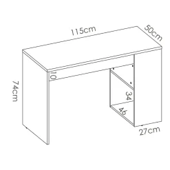 Escritorio Teo con estante + 1 cajón 74,5x115x50 cm