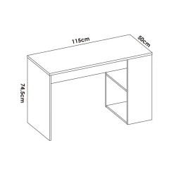 Escritorio Teo con estante + 1 cajón 74,5x115x50 cm