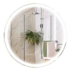 Espejo Córcega Kleankin con luz LED antivaho plata Ø60 cm