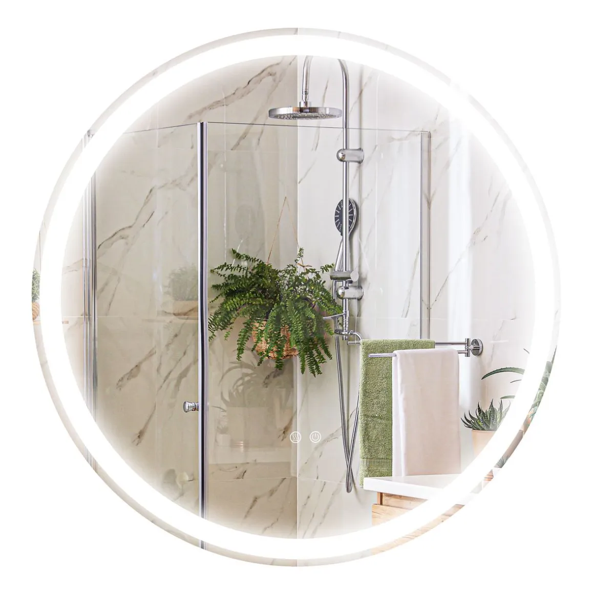 Espejo Córcega Kleankin con luz LED antivaho plata Ø60 cm