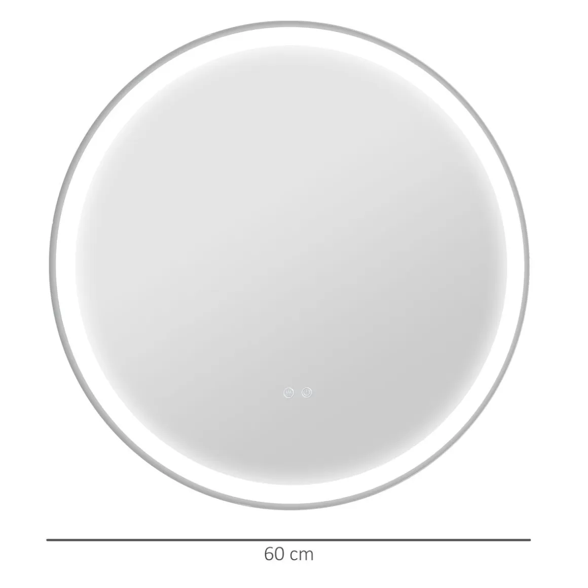 Espejo Córcega Kleankin con luz LED antivaho plata Ø60 cm