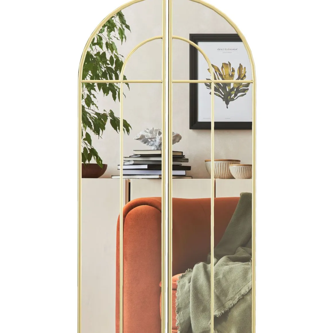 Espejo Círculo Homcom diseño arco dorado 120x30x3 cm