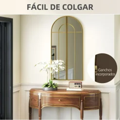 Espejo Círculo Homcom diseño arco dorado 120x30x3 cm