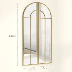Espejo Círculo Homcom diseño arco dorado 120x30x3 cm
