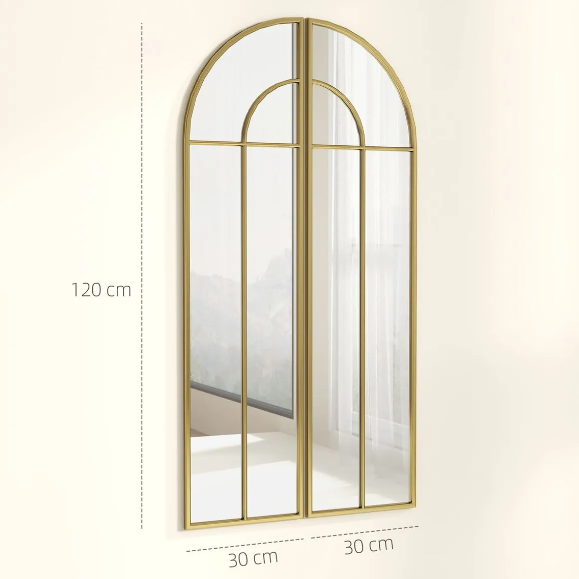 Espejo Círculo Homcom diseño arco dorado 120x30x3 cm