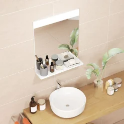 Espejo de baño Altivia Homcom con estante 60x50x12 cm