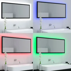 Espejo de baño con luces LED negro 37x100x8,5 cm