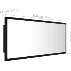 Espejo de baño con luces LED negro 37x100x8,5 cm