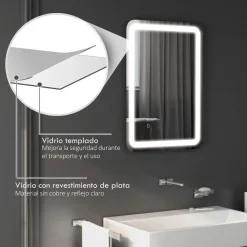 Espejo de baño Eger Homcom luz LED 70x50 cm