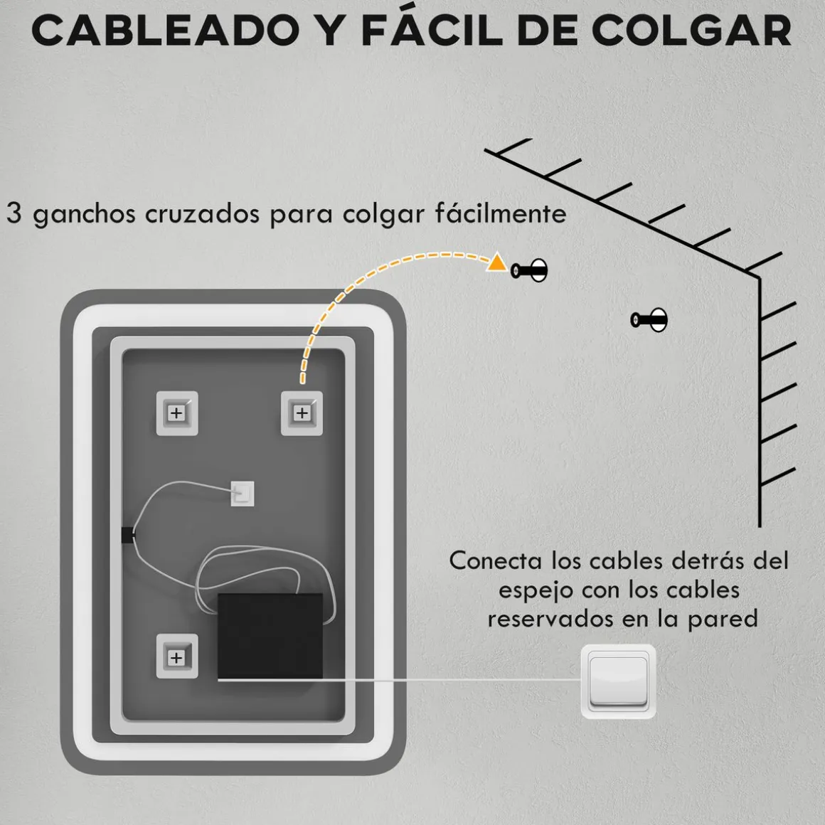 Espejo de baño Eger Homcom luz LED 70x50 cm
