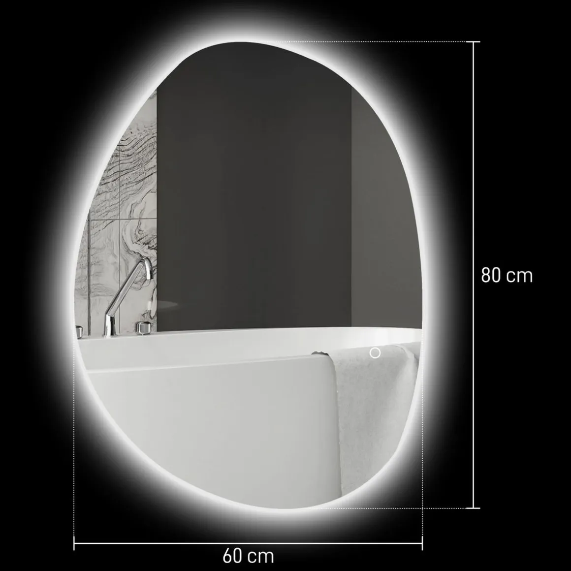 Espejo de baño Fyx Homcom con luz LED antivaho brillo regulable