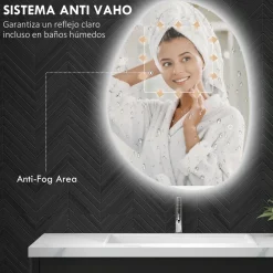 Espejo de baño Fyx Homcom con luz LED antivaho brillo regulable