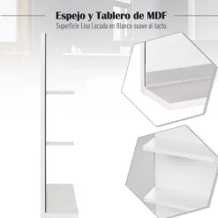 Espejo de Baño Kleankin con 3 estantes blanco 60x10x4 cm