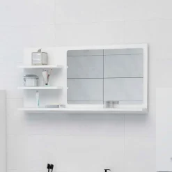 Espejo de baño madera 3 repisas 45x90x10,5 cm