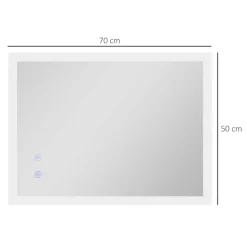 Espejo de baño Silo Kleankin luces LED 3 colores plata 3x70x50 cm