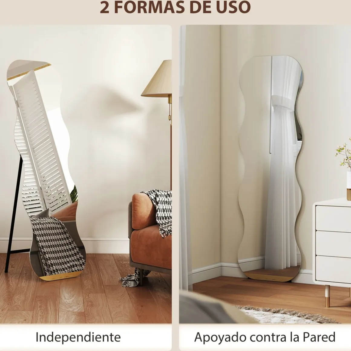 Espejo de cuerpo entero Aris Homcom diseño ondulado sin marco 160x50x2,7 cm