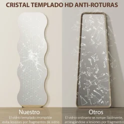 Espejo de cuerpo entero Aris Homcom diseño ondulado sin marco 160x50x2,7 cm