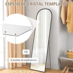 Espejo de cuerpo entero Arcon Homcom ondulado negro 170x50x1,5 cm
