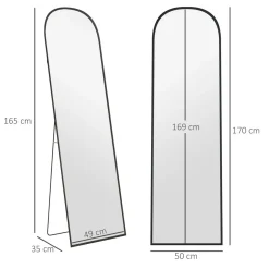 Espejo de cuerpo entero Arcon Homcom ondulado negro 170x50x1,5 cm