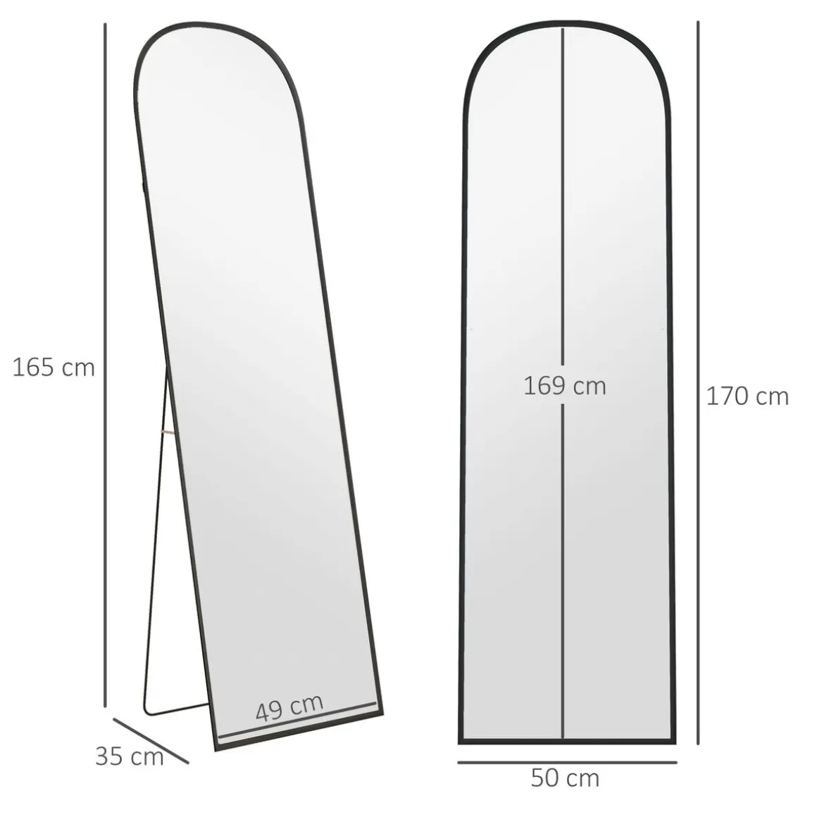 Espejo de cuerpo entero Arcon Homcom ondulado negro 170x50x1,5 cm