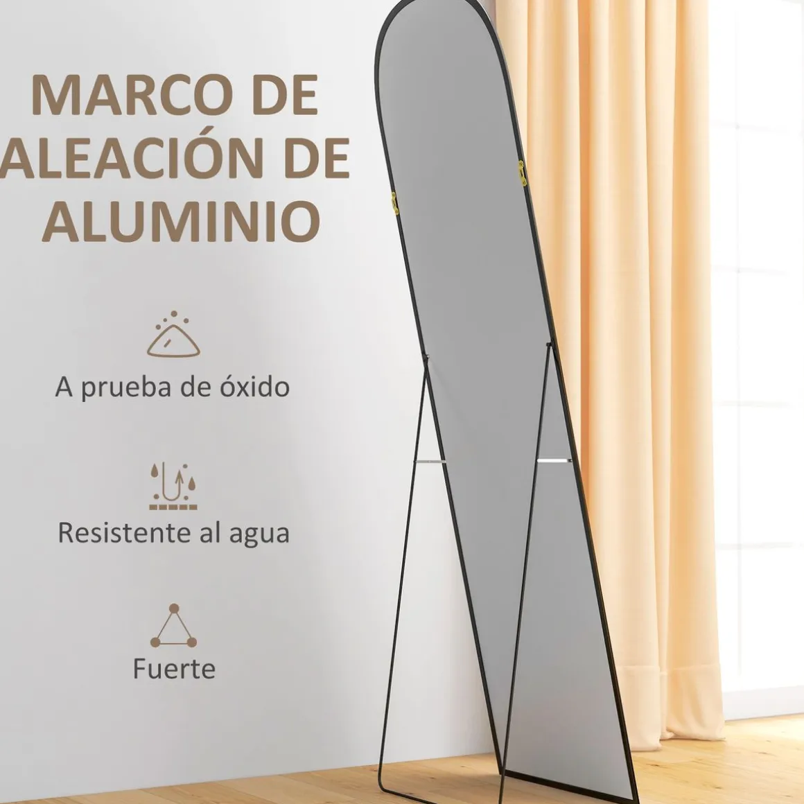 Espejo de cuerpo entero Arcon Homcom ondulado negro 170x50x1,5 cm