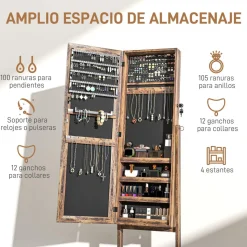 Espejo de cuerpo entero Miralya Homcom instalación convertible marrón 151,5x46x36,5 cm