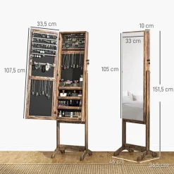 Espejo de cuerpo entero Miralya Homcom instalación convertible marrón 151,5x46x36,5 cm