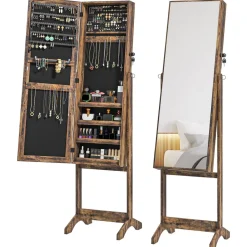 Espejo de cuerpo entero Miralya Homcom instalación convertible marrón 151,5x46x36,5 cm