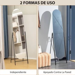 Espejo de cuerpo entero Raíz Homcom sin marco negro 160x40 cm
