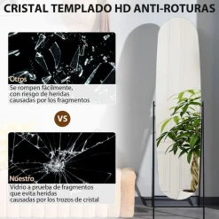Espejo de cuerpo entero Raíz Homcom sin marco negro 160x40 cm