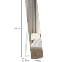 Espejo de cuerpo Timex Homcom con marco de madera blanco 156x37x43 cm
