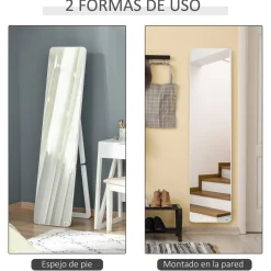 Espejo de cuerpo Timex Homcom con marco de madera blanco 156x37x43 cm