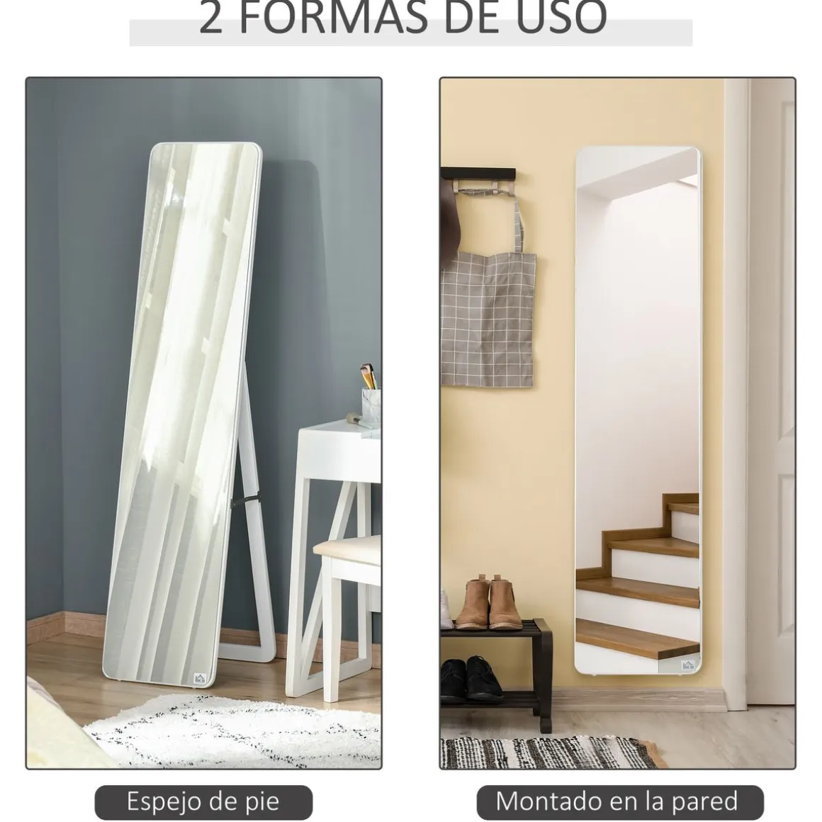 Espejo de cuerpo Timex Homcom con marco de madera blanco 156x37x43 cm