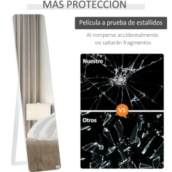Espejo de cuerpo Timex Homcom con marco de madera blanco 156x37x43 cm