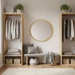 Espejo de pared diseño redondo táctil con luz LED natural Ø57 cm
