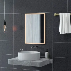 Espejo de pared Malva Homcom con marco natural 70x50x2 cm