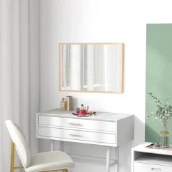 Espejo de pared Malva Homcom con marco natural 70x50x2 cm
