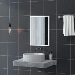 Espejo de pared Selva Homcom con marco Slim blanco 70x50 cm