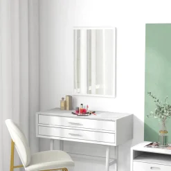 Espejo de pared Selva Homcom con marco Slim blanco 70x50 cm