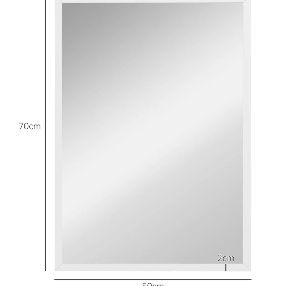 Espejo de pared Selva Homcom con marco Slim blanco 70x50 cm