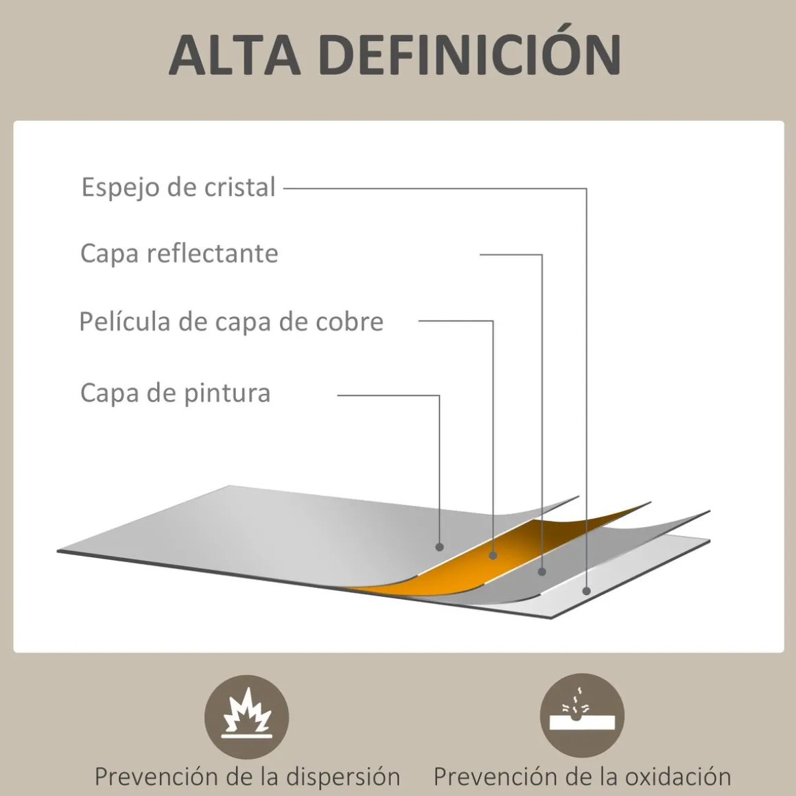 Espejo de pared Selva Homcom con marco Slim blanco 70x50 cm
