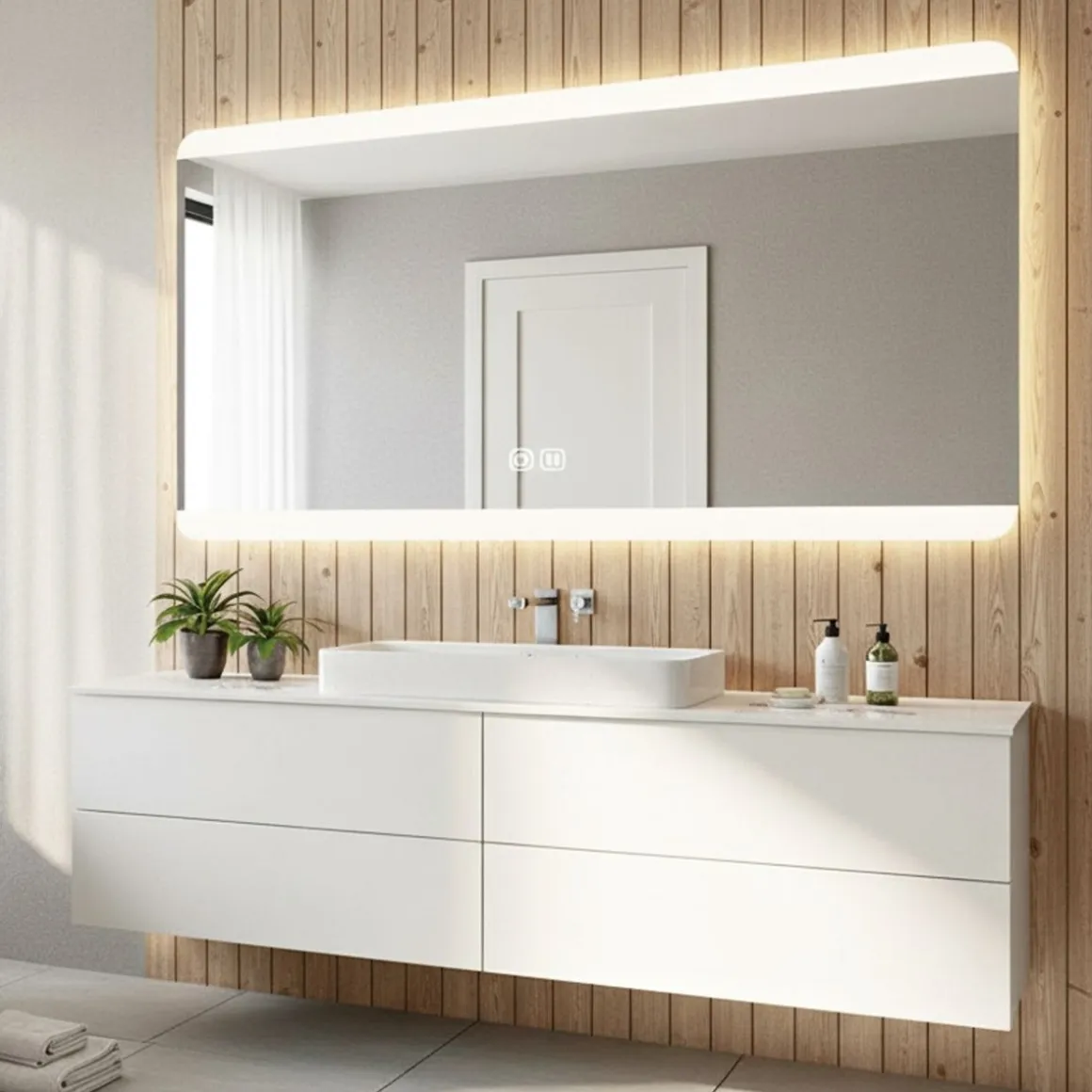 Espejo de pared Square iluminación LED + antivaho 80x130 cm