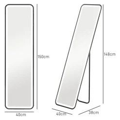Espejo de pie Atlantis Homcom luz LED ajustable 150x40 cm
